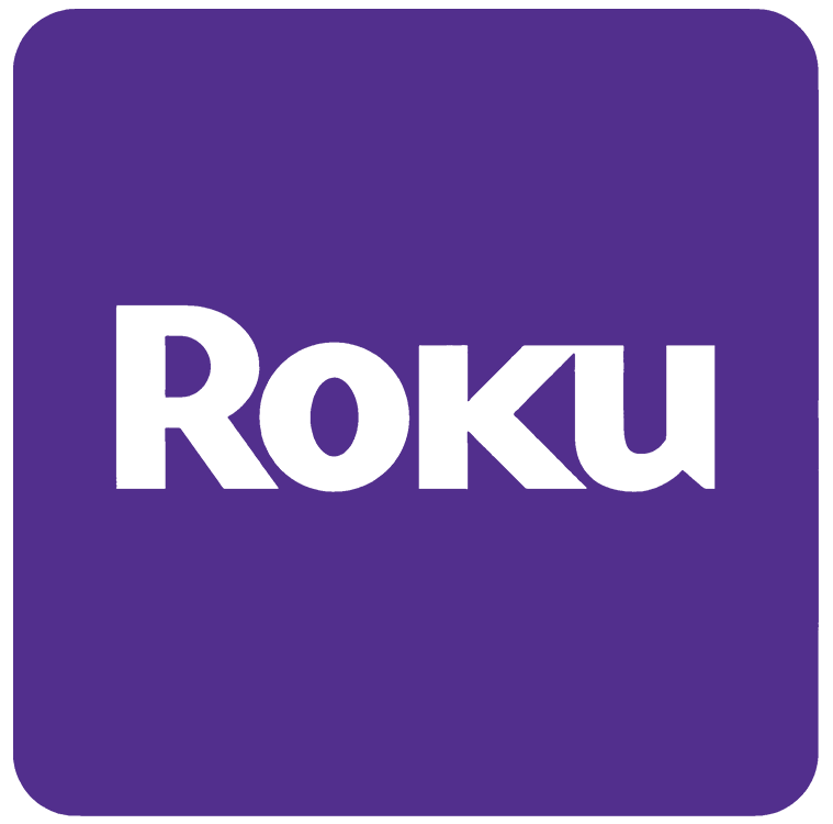 Purple background with white text reading 'Roku' in the center.