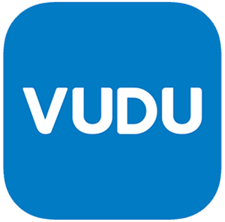 Vudu app icon with a blue rounded square background and the word 'VUDU' in white capital letters.